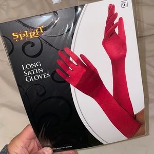 Women Red Satin Gloves